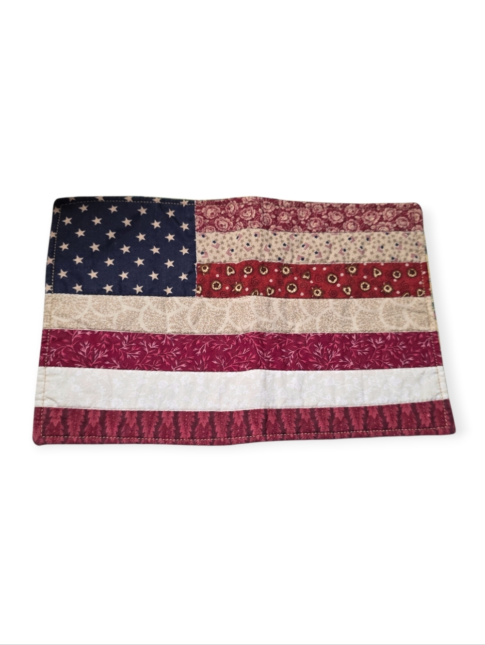 Handsewn Patriotic American Flag Mug Rug Pot Holders - Set Of 2 - Picture 2 of 5